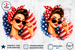 4th of July Clipart, Retro girl sublimation Product Image 1