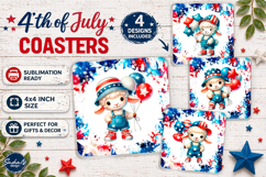 4th of july square coaster sublimation design, Cute sheep Product Image 1