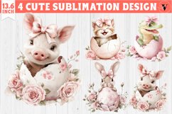Cute Baby animals in egg | Easter clipart Product Image 1