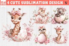 Cute Baby animals in egg | Easter clipart Product Image 1