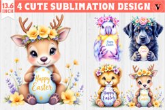 Cute Animals with egg | Easter clipart | Happy Easter Product Image 1