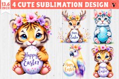 Cute Animals with egg | Easter clipart | Happy Easter Product Image 1