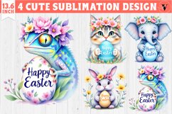 Cute Animals with egg | Easter clipart | Happy Easter Product Image 1
