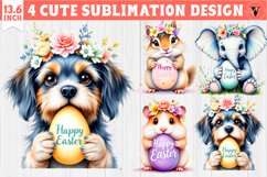 Cute Animals with egg | Easter clipart | Happy Easter Product Image 1