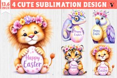 Cute Animals with egg | Easter clipart | Happy Easter Product Image 1