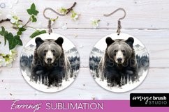 Wild Animals Round Earring Sublimation, Wildlife Earring PNG Product Image 1