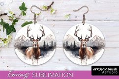 Wild Animals Round Earring Sublimation, Wildlife Earring PNG Product Image 1