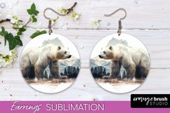 Wild Animals Round Earring Sublimation, Wildlife Earring PNG Product Image 1