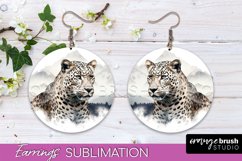 Wild Animals Round Earring Sublimation, Wildlife Earring PNG Product Image 1