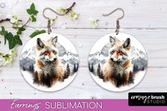 Wild Animals Round Earring Sublimation, Wildlife Earring PNG Product Image 1