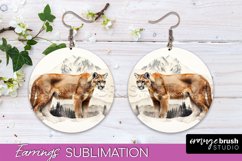 Wild Animals Round Earring Sublimation, Wildlife Earring PNG Product Image 1