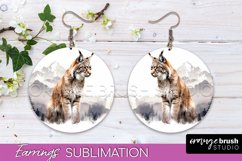 Wild Animals Round Earring Sublimation, Wildlife Earring PNG Product Image 1