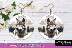 Wild Animals Round Earring Sublimation, Wildlife Earring PNG Product Image 1