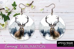 Wild Animals Round Earring Sublimation, Wildlife Earring PNG Product Image 1