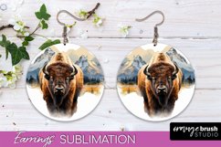 Wild Animals Round Earring Sublimation, Wildlife Earring PNG Product Image 1