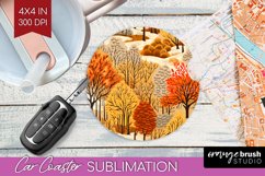 Autumn Forest Car Coaster - Fall Coaster PNG Sublimation Product Image 1