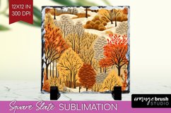 Autumn Forest Slate PNG - Fall Square Slate Sublimation Product Image 1