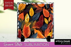 Autumn Forest Slate PNG - Fall Square Slate Sublimation Product Image 1