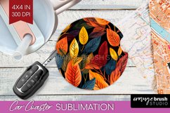 Autumn Forest Car Coaster - Fall Coaster PNG Sublimation Product Image 1