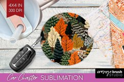 Autumn Forest Car Coaster - Fall Coaster PNG Sublimation Product Image 1