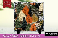 Autumn Forest Slate PNG - Fall Square Slate Sublimation Product Image 1