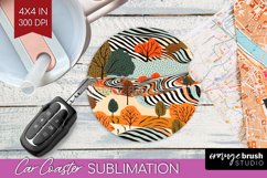 Autumn Forest Car Coaster - Fall Coaster PNG Sublimation Product Image 1
