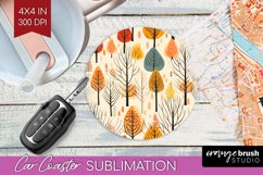 Autumn Forest Car Coaster - Fall Coaster PNG Sublimation Product Image 1
