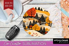 Autumn Forest Car Coaster - Fall Coaster PNG Sublimation Product Image 1