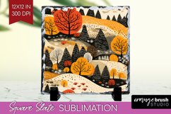Autumn Forest Slate PNG - Fall Square Slate Sublimation Product Image 1