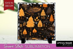 Autumn Forest Slate PNG - Fall Square Slate Sublimation Product Image 1