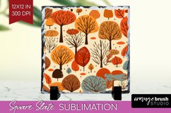 Autumn Forest Slate PNG - Fall Square Slate Sublimation Product Image 1