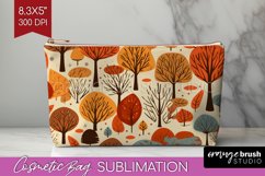 Autumn Forest Cosmetic Bag - Fall Makeup Bag PNG Sublimation Product Image 1