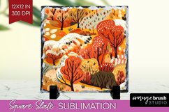 Autumn Forest Slate PNG - Fall Square Slate Sublimation Product Image 1