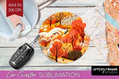 Autumn Forest Car Coaster - Fall Coaster PNG Sublimation Product Image 1