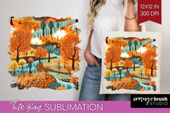 Autumn Forest Tote Bag - Fall Tote Bag PNG Sublimation Product Image 1