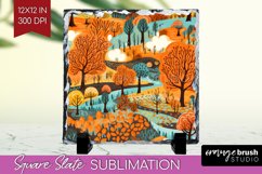 Autumn Forest Slate PNG - Fall Square Slate Sublimation Product Image 1