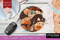 Autumn Forest Car Coaster - Fall Coaster PNG Sublimation Product Image 1