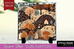Autumn Forest Slate PNG - Fall Square Slate Sublimation Product Image 1