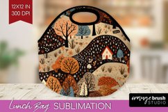 Autumn Forest Lunch Bag - Fall Lunch Bug PNG Sublimation Product Image 1