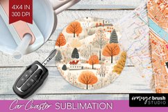 Autumn Forest Car Coaster - Fall Coaster PNG Sublimation Product Image 1