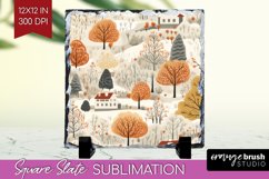 Autumn Forest Slate PNG - Fall Square Slate Sublimation Product Image 1
