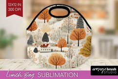 Autumn Forest Lunch Bag - Fall Lunch Bug PNG Sublimation Product Image 1