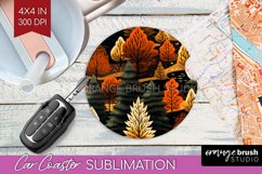 Autumn Forest Car Coaster - Fall Coaster PNG Sublimation Product Image 1