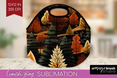 Autumn Forest Lunch Bag - Fall Lunch Bug PNG Sublimation Product Image 1