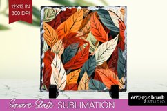 Autumn Forest Slate PNG - Fall Square Slate Sublimation Product Image 1