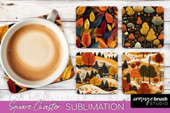 Fall Square Coasters - Autumn Forest Coaster Sublimation Product Image 1