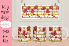 Poppy flowers mug wrap PNG for sublimation | Floral mug PNG Product Image 2