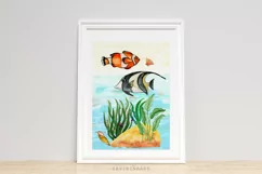 Sea Fish,Room Decor, Kids Wall Art Watercolor clipart Ocean Product Image 3