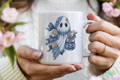 Retro Halloween Blue Denim Ghost Sublimation Clipart Product Image 3