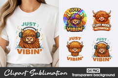 Just Vibin Highland Cow Clipart PNG Product Image 1